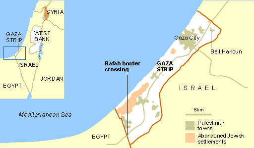 gaza rafa map 1 Egypt Palestine Border