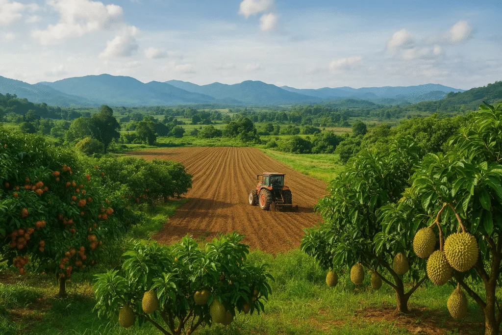 Champ dagriculture et verger tropical Agrarian Crises in Kerala
