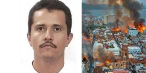 Mexcico Drug Cartel Leader picture and in the right side a picture from the conflict right now in Mexico